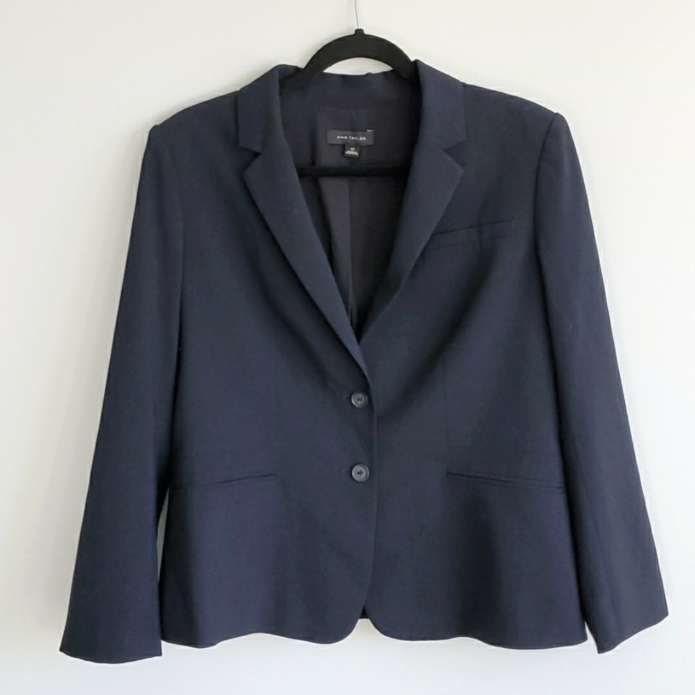 Ann Taylor Navy Lined Blazer Size 12